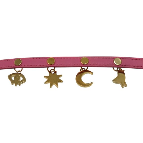Prada 2-Strand Bird, Moon, Star, and Eye Leather Pink Bracelet 1626PRADA - Picture 7 of 9